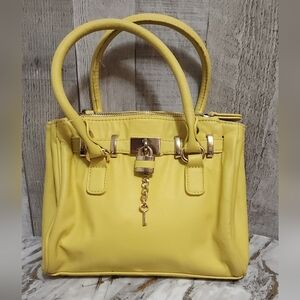 Aldo Yellow Satchel with Gold Accents